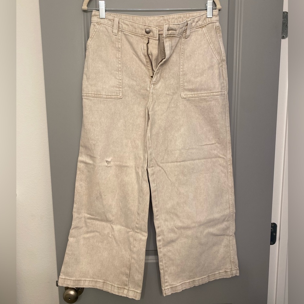 Cream universal threads high waist wide leg jeans